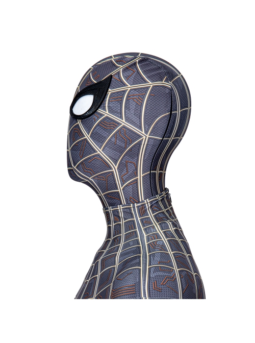 Spider-Man No Way Home Peter Parker Black Golden Battle Suit Halloween Cosplay Costume Head Cover