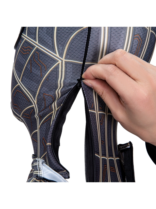 Spider-Man No Way Home Peter Parker Black Golden Battle Suit Halloween Cosplay Costume Head Cover