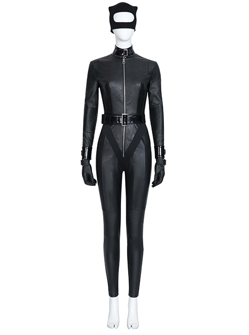 The Batman 2022 Catwoman Selina Kyle Black Battle Suit Halloween Cosplay Costume Set