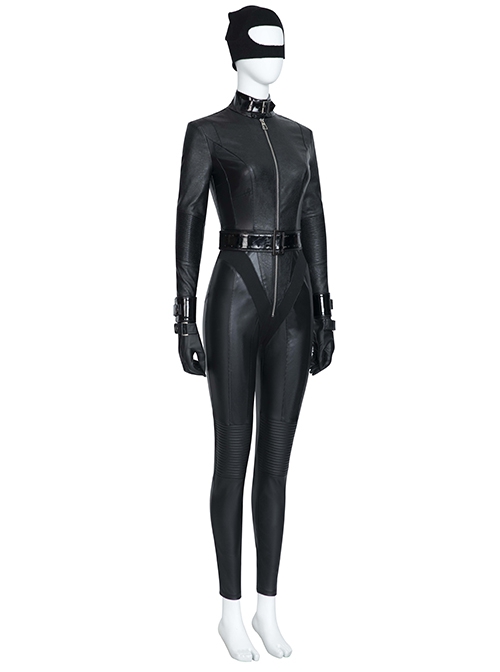 The Batman 2022 Catwoman Selina Kyle Black Battle Suit Halloween Cosplay Costume Set