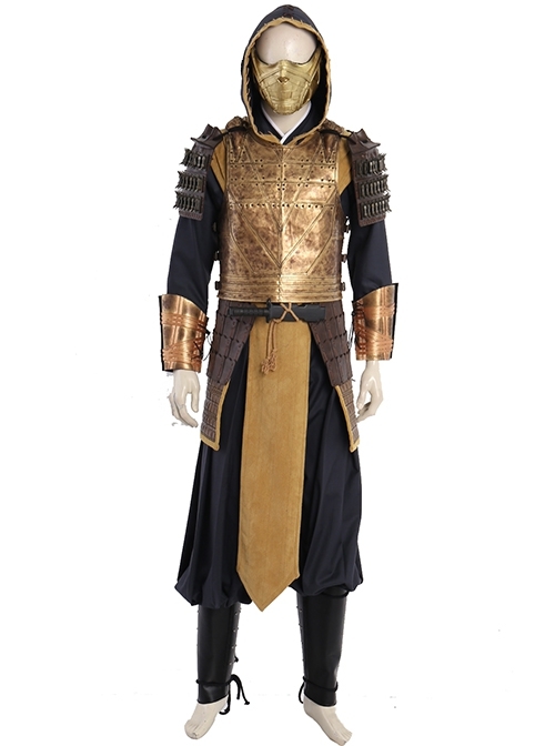 Mortal Kombat Devastation Scorpion Hanzo Hasashi Halloween Cosplay Costume Deluxe Version Set