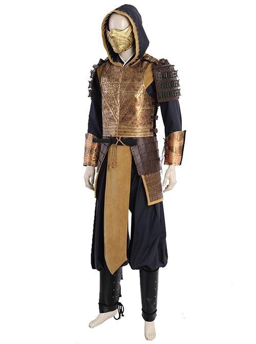 Mortal Kombat Devastation Scorpion Hanzo Hasashi Halloween Cosplay Costume Deluxe Version Set
