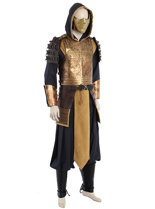Mortal Kombat Devastation Scorpion Hanzo Hasashi Halloween Cosplay Costume Deluxe Version Set
