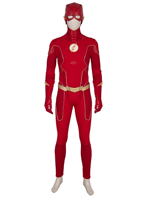 The Flash Season 6 Barry Allen Red Battle Suit Halloween Cosplay Costume Set