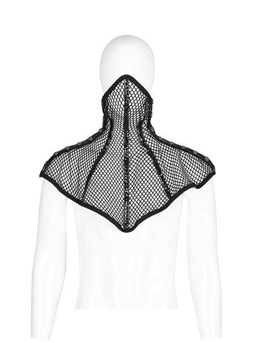 Black Micro Elastic Coarse Mesh Individual Irregular Hem Goth Stylish Male Mask