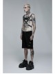 Male Punk Stylish Cross Shape Design Leather Splicing Ring Buckle Metal Trim On Shoulder Accessories