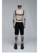 Male Punk Stylish Cross Shape Design Leather Splicing Ring Buckle Metal Trim On Shoulder Accessories