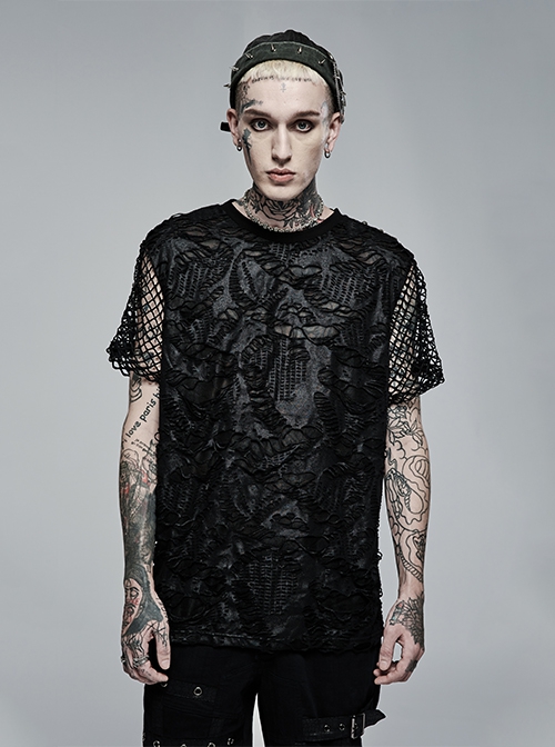 Punk Stylish Metal Spike Decoration Non-Stretch Woven Fabric Large Pin Metal Chain Male Hat