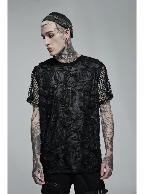 Punk Stylish Metal Spike Decoration Non-Stretch Woven Fabric Large Pin Metal Chain Male Hat