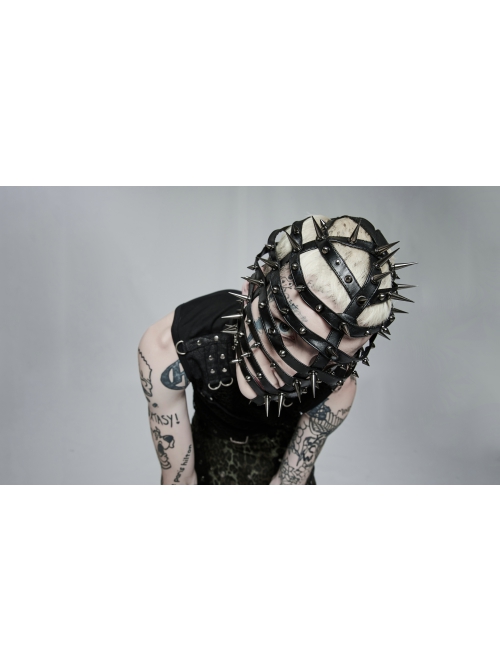 PU Material Different Length Designs Metal Cone Personalized Cross Rope Male Headgear