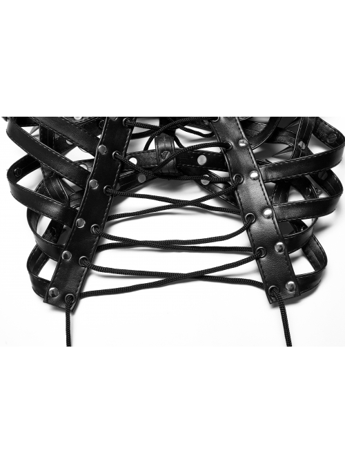 PU Material Different Length Designs Metal Cone Personalized Cross Rope Male Headgear