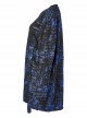 Blue-Black Ragged Texture Fabric Skeleton Printing Detachable Decorative Tape Loose Gothic Long Sleeve Female Shirt