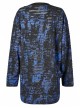 Blue-Black Ragged Texture Fabric Skeleton Printing Detachable Decorative Tape Loose Gothic Long Sleeve Female Shirt