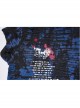 Blue-Black Ragged Texture Fabric Skeleton Printing Detachable Decorative Tape Loose Gothic Long Sleeve Female Shirt