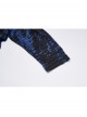 Blue-Black Ragged Texture Fabric Skeleton Printing Detachable Decorative Tape Loose Gothic Long Sleeve Female Shirt