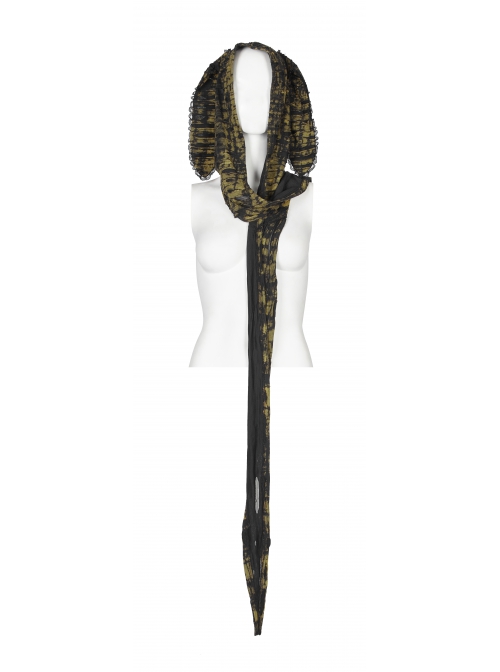 Gothic Ragged Texture Fabric Skeleton Printing Detachable Decorative Tape Loose Long Sleeve Black And Yellow Female Shirt