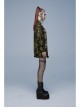Gothic Ragged Texture Fabric Skeleton Printing Detachable Decorative Tape Loose Long Sleeve Black And Yellow Female Shirt