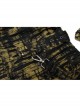 Gothic Ragged Texture Fabric Skeleton Printing Detachable Decorative Tape Loose Long Sleeve Black And Yellow Female Shirt