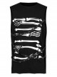 Punk Black Stretch-Knit Personality Skull Skeleton Print Metal Buckle Webbing Decoration Male Sleeveless T-Shirt