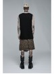 Punk Black Stretch-Knit Personality Skull Skeleton Print Metal Buckle Webbing Decoration Male Sleeveless T-Shirt