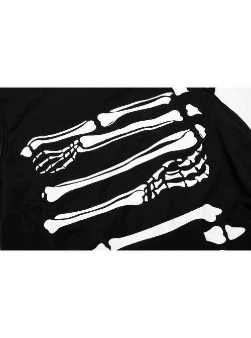 Punk Black Stretch-Knit Personality Skull Skeleton Print Metal Buckle Webbing Decoration Male Sleeveless T-Shirt