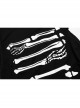 Punk Black Stretch-Knit Personality Skull Skeleton Print Metal Buckle Webbing Decoration Male Sleeveless T-Shirt