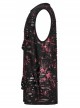 Punk Daily Knitted Personality Red Abstract Print  Broken Holes Grommet Ribbon Decoration Loose Sleeveless Male T-Shirt