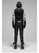 Punk Rough No Elasticity Woven Mesh Black Metal Buckle Belts Decoration Perspective Sleeveless Male Metal Zipper Vest