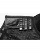 Punk Rough No Elasticity Woven Mesh Black Metal Buckle Belts Decoration Perspective Sleeveless Male Metal Zipper Vest