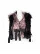 Punk Artificial Leather Knitted Fabric Belt Decoration Zipper Hooded Loose Comfortable Female Woollen Coat