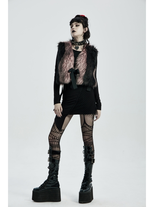 Punk Artificial Leather Knitted Fabric Belt Decoration Zipper Hooded Loose Comfortable Female Woollen Coat
