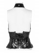 Black Patent Leather Heart Lock Chain Key Sexy Buttonhole Belt Trim Gothic Female Corset
