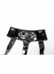 Black Patent Leather Heart Lock Chain Key Sexy Buttonhole Belt Trim Gothic Female Corset