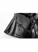 Black Patent Leather Heart Lock Chain Key Sexy Buttonhole Belt Trim Gothic Female Corset