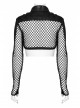Irregular Printed Knitted Fabric Splicing Stretch Diamond Mesh Metal Shake Button Hem Bat Trim Zipper Punk Short Female Jacket