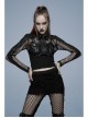 Irregular Printed Knitted Fabric Splicing Stretch Diamond Mesh Metal Shake Button Hem Bat Trim Zipper Punk Short Female Jacket