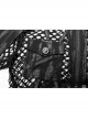 Irregular Printed Knitted Fabric Splicing Stretch Diamond Mesh Metal Shake Button Hem Bat Trim Zipper Punk Short Female Jacket