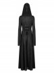 Embossed Knitting Gothic Beautifully Hollowed Applique Cross Webbing Pleated Lace Flared Sleeves Hooded Long Female Coat