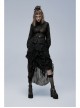 Gothic No Elasticity Sexy Hollowed Embroidered Mesh Personalized Bat Neckline Black Long Sleeve Shirt