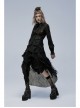 Gothic No Elasticity Sexy Hollowed Embroidered Mesh Personalized Bat Neckline Black Long Sleeve Shirt