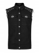 Punk Simple Daily Elastic Twill Fabric Featured Flap Pocket Metal Accessories Black Sleeveless Male Vest