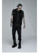 Punk Simple Daily Elastic Twill Fabric Featured Flap Pocket Metal Accessories Black Sleeveless Male Vest