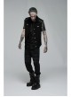 Punk Simple Daily Elastic Twill Fabric Featured Flap Pocket Metal Accessories Black Sleeveless Male Vest