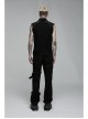 Punk Simple Daily Elastic Twill Fabric Featured Flap Pocket Metal Accessories Black Sleeveless Male Vest