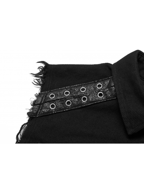 Punk Simple Daily Elastic Twill Fabric Featured Flap Pocket Metal Accessories Black Sleeveless Male Vest