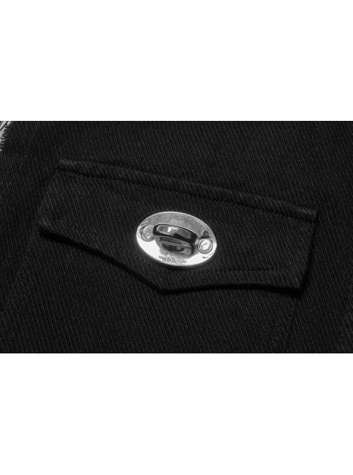 Punk Simple Daily Elastic Twill Fabric Featured Flap Pocket Metal Accessories Black Sleeveless Male Vest