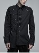 Black Punk Asymmetric Hem Personality Metal Buckle Decorative Soft Long Sleeve Male Shirt