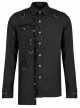 Black Punk Asymmetric Hem Personality Metal Buckle Decorative Soft Long Sleeve Male Shirt