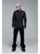 Black Punk Asymmetric Hem Personality Metal Buckle Decorative Soft Long Sleeve Male Shirt