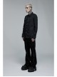 Black Punk Asymmetric Hem Personality Metal Buckle Decorative Soft Long Sleeve Male Shirt
